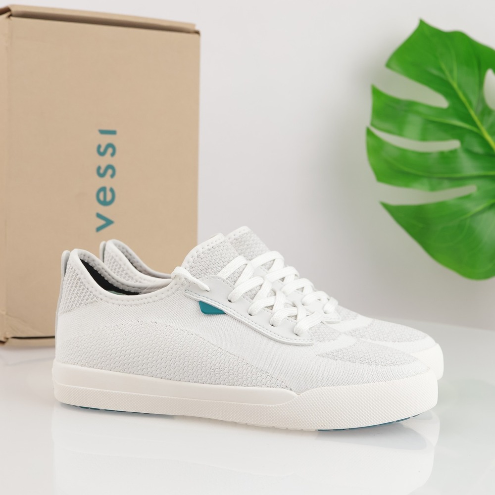 Vessi Shoes Womens Weekend Sneakers Size 8 White Knit Low Waterproof Walking Low